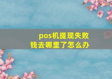 pos机提现失败钱去哪里了怎么办