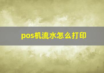 pos机流水怎么打印