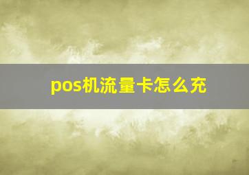 pos机流量卡怎么充