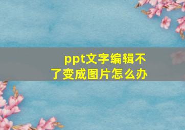 ppt文字编辑不了变成图片怎么办