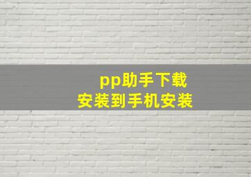 pp助手下载安装到手机安装