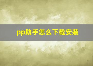 pp助手怎么下载安装