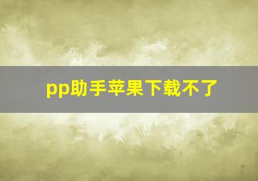 pp助手苹果下载不了