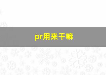 pr用来干嘛