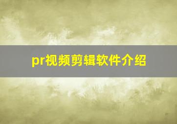 pr视频剪辑软件介绍