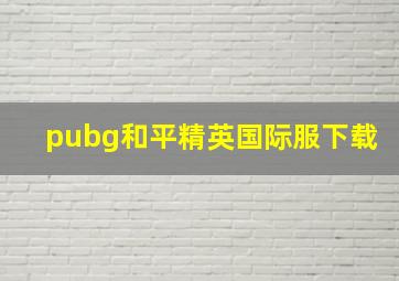 pubg和平精英国际服下载