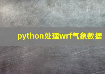 python处理wrf气象数据