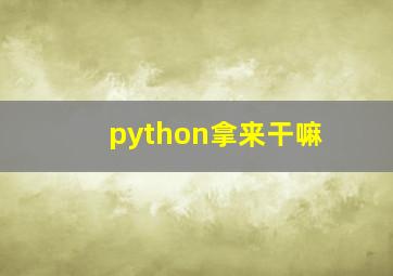 python拿来干嘛