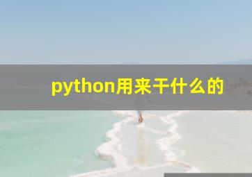 python用来干什么的