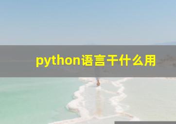 python语言干什么用