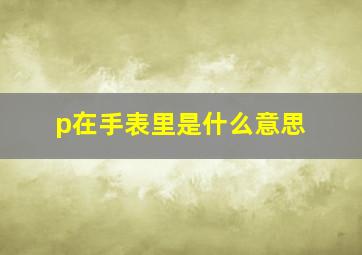 p在手表里是什么意思