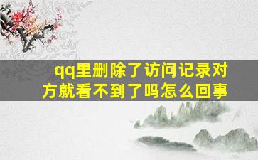 qq里删除了访问记录对方就看不到了吗怎么回事