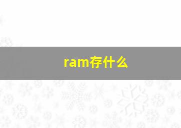 ram存什么