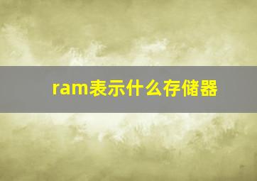 ram表示什么存储器