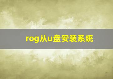 rog从u盘安装系统