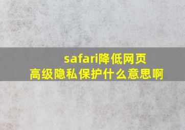 safari降低网页高级隐私保护什么意思啊