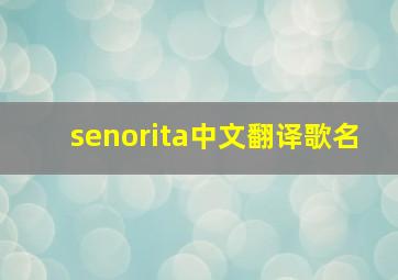 senorita中文翻译歌名