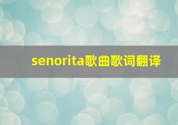 senorita歌曲歌词翻译