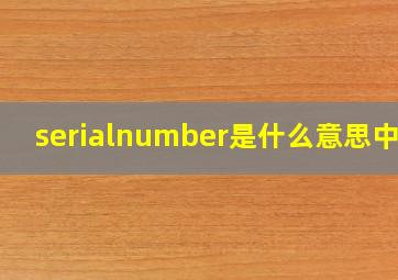 serialnumber是什么意思中文