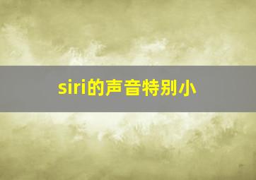 siri的声音特别小