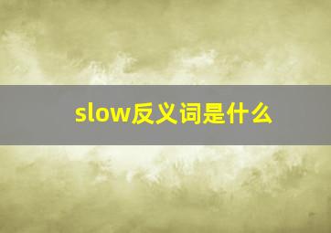 slow反义词是什么