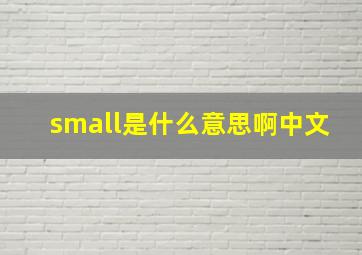 small是什么意思啊中文