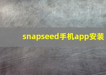 snapseed手机app安装