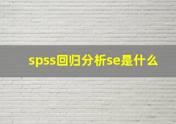 spss回归分析se是什么