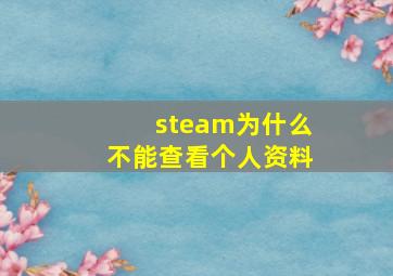 steam为什么不能查看个人资料