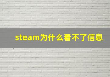 steam为什么看不了信息