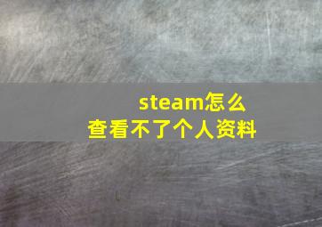 steam怎么查看不了个人资料