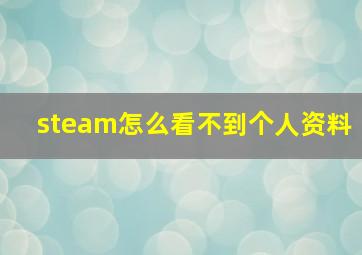 steam怎么看不到个人资料