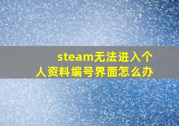 steam无法进入个人资料编号界面怎么办