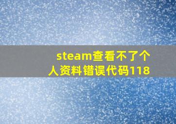 steam查看不了个人资料错误代码118