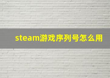 steam游戏序列号怎么用