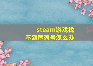 steam游戏找不到序列号怎么办