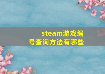 steam游戏编号查询方法有哪些