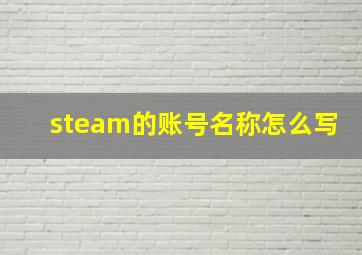 steam的账号名称怎么写