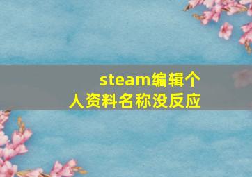 steam编辑个人资料名称没反应