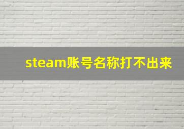 steam账号名称打不出来