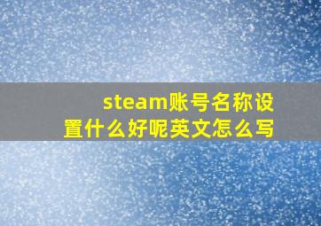 steam账号名称设置什么好呢英文怎么写