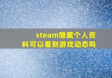 steam隐藏个人资料可以看到游戏动态吗