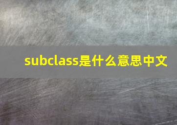 subclass是什么意思中文