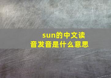 sun的中文读音发音是什么意思