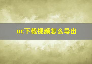 uc下载视频怎么导出