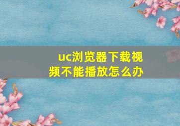 uc浏览器下载视频不能播放怎么办