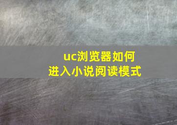 uc浏览器如何进入小说阅读模式