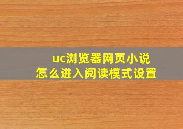 uc浏览器网页小说怎么进入阅读模式设置