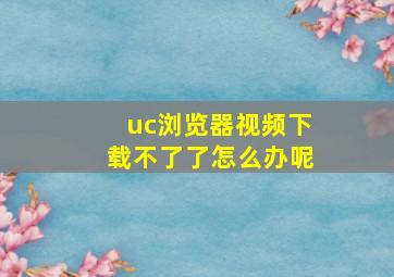 uc浏览器视频下载不了了怎么办呢