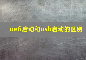 uefi启动和usb启动的区别